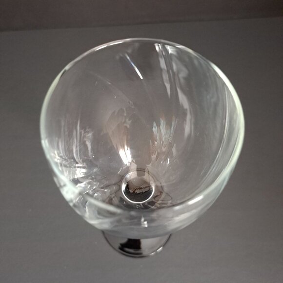 Cristal d'Arques Astra Goblet Black Stem Swirl Optic Clear Bowl Vintage France - Picture 5 of 13